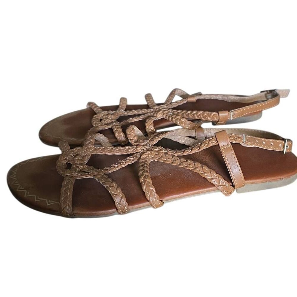 Report Women's Size 6.5 Tan Braided Flat Sandals